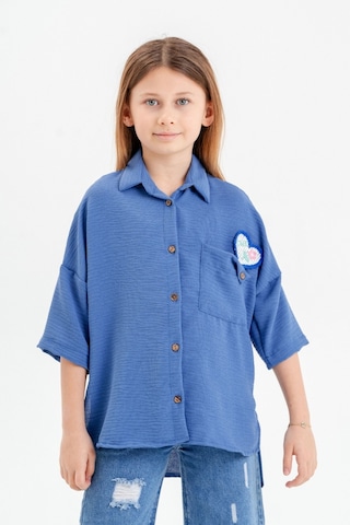 Kız Çocuk Cep Detaylı Gömlek 3120 Saks