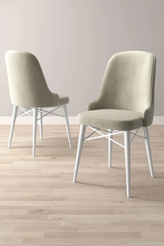 Familieconcept Almira Serisi, Beyaz Mermer Desen 80x132 Açılabilir Mdf Mutfak Masası Takımı 6 Adet Sandalye Krem