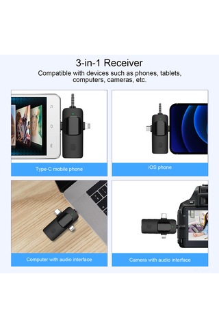 Yifomall Kablosuz Yaka Mikrofonu - 3'lü Sistem, Gürültü Önleme, Uzun Pil Ömrü, Taşınabilir, Canlı Yayın & Toplantılar İçin