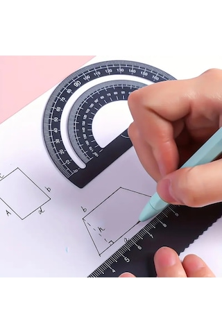 Metal Cetvel Seti, Çizgi Çekme, Pratik Çizgi Oluşturma, Dayanıklı-kutulu 4 Parça Çok Renkli