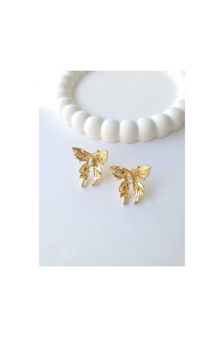 Çelik Gold Kelebek Küpe Sevgiliye Hediye Altın