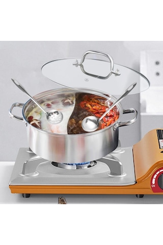 Suntek Shabu Shabu 2 Bölmeli Kapaklı Pişirici
