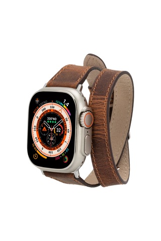 Alpıne Slim Double Tour Heritage Saddle Hakiki Deri Apple Uyumlu Watch Kordonu - 44/45/46/49mm