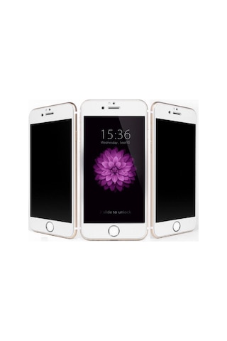 Apple Uyumlu iPhone 7plus - 8 Plus 6d Kavisli Temperli Hayelet Ekran Koruyucu Renk - Beyaz Kırılmaz Cam