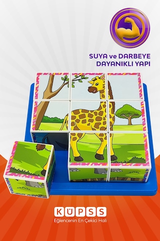6 Farklı Safari Hayvanları Eğitici Küp Puzzle 3d Yapboz 3 4 5 6