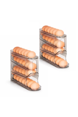 Microcase Abs Plastik Dolapiçi Yuvarlanır Tip Yumurta Organizer Ve Standı 2 Adet Al5452 Füme