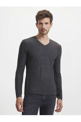 Slim Fit Erkek Kazak Antrasit Melanj-aw18