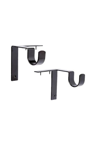 Aubyhe 2 Adet Siyah Çift Perde Demiri Tutucusu - Dayanıklı Metal, 20lb Yük Kapasitesi, Kolay Kurulum, Ev Dekorasyonu Ev Eşyası