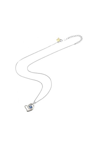 Brezza Lusso Jewelry  Diamond Serisi Safir Tektaş Kalp Stylish/night Gümüş Kadın Kolye 45 CM 45 CM
