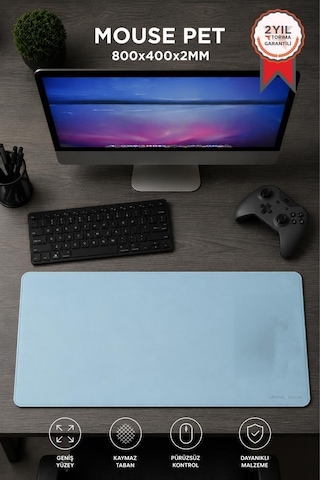 Gaming Oyuncu Klavye Fare Altlığı Kaymaz Taban Büyük Mouse Pad Pu Bl 800 400mm Mavi