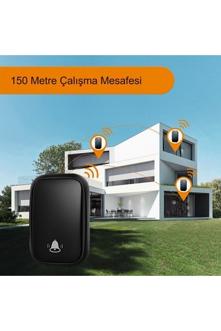 Hymark Kablosuz Led Kapı Zili 1 Buton 1 Zil 1 Koruyucu Kapak Pil