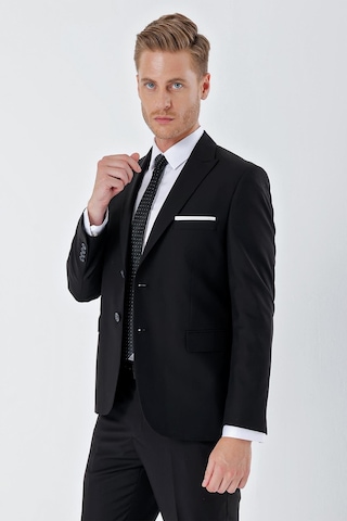 İmza Siyah Gabardin Kırlangıç Yaka 6 Drop Slim Fit Dar Kesim Basic Takım Elbise 1001245011 Siyah