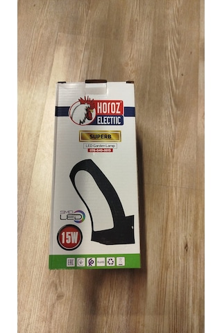 15w Siyah Kasa Günışığı Plastik Duvar Tipi Bahçe Armatürü Dış Mekan Superb Horoz Günışığı