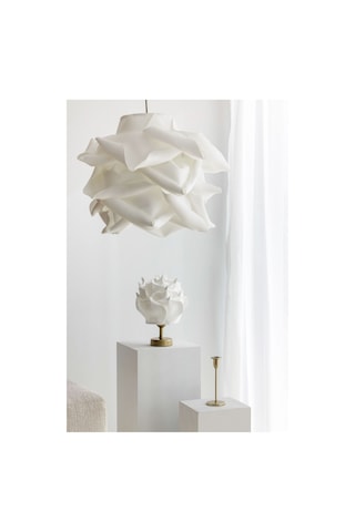 Dekor Yapay Eva Çiçeği Kablosuz Masa Lambası Üst Beyaz-alt Eskitme Gold 9v Pil 75-90 Saat