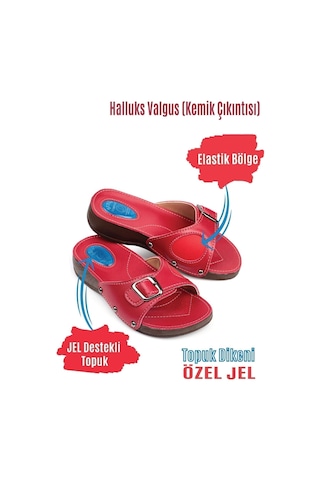 Comfort Style Kadın Bordo Ortopedik Halluks Ve Topuk Dikeni Terliği Kemik Çıkıntısı Terliği Kırmızı