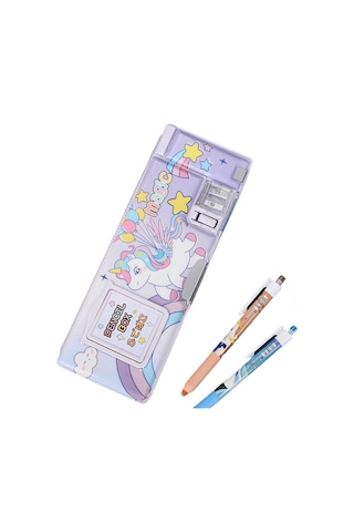 Pratik Ve Şık Çift Taraflı Hesap Makinesi İle Kırtasiye Organizer Çok Amaçlı Okul Ofis Malzemeleri Saklama Kutusu Kırmızı