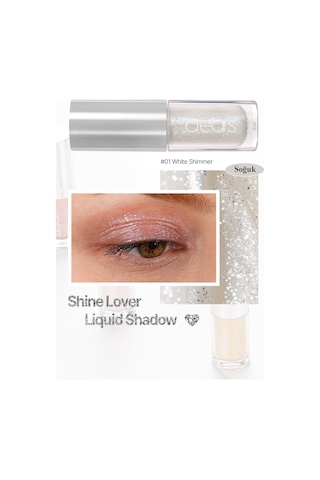 Cre'ars Yoğun Işıltılı, Prizmatik Yapılı Likit Far Shine Lover Liquid Shadow 01 White Shimmer