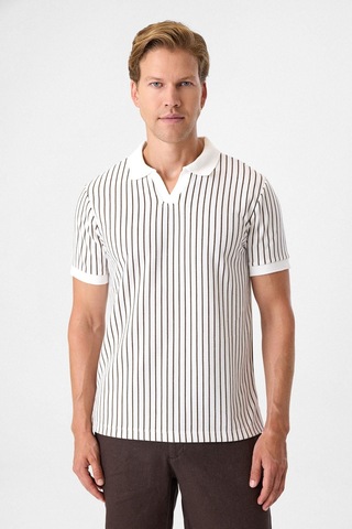 Back And Bond Regular Fit Ekru Düğmesiz Polo Yaka Tişört Çok Renkli