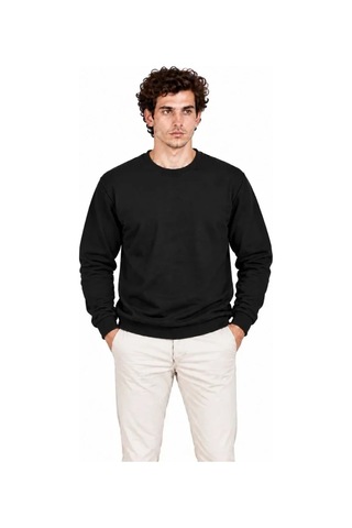 Suma Erkek Bisiklet Yaka İçi Şardonlu 2 İplik Düz Uzun Kollu Regular Fit Sweatshirt - Siyah