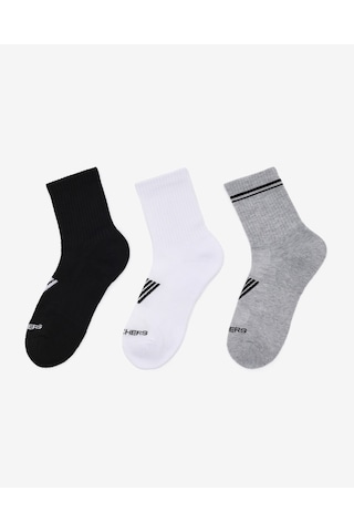 Skechers Wo1/2 Terry Low Crew - 3'lü Paket Kadın Çorap Kadın Gri/multi Çorap S600187-095 Çok Renkli