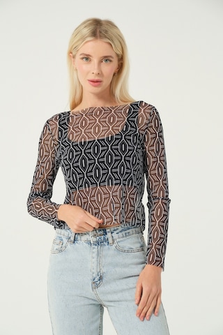 Transparan Bluz Siyah Lacivert