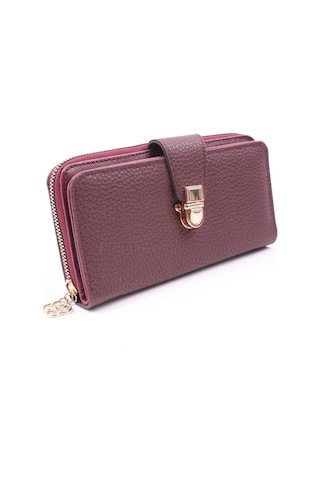 Galb Leather Büyük Boy 2 Fermuarlı Bozuk Para Bölmeli Kağıt Para Bölmeli 6 Kart Bölmeli Kadın Cüzdan 19x10 Cm Bordo