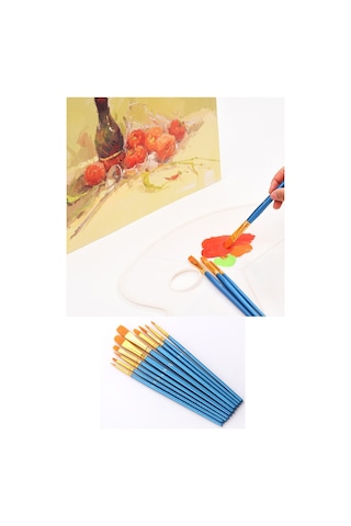 Hannah Sulu Akrilik Yağlı Boya Kullanımı için Resim Fırçası 10'lu Mavi