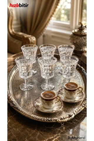 Bymyhand Cam Kahve Yanı Su Bardağı Sunum Bardağı Kadeh 6'lı Set 50 Ml Şeffaf