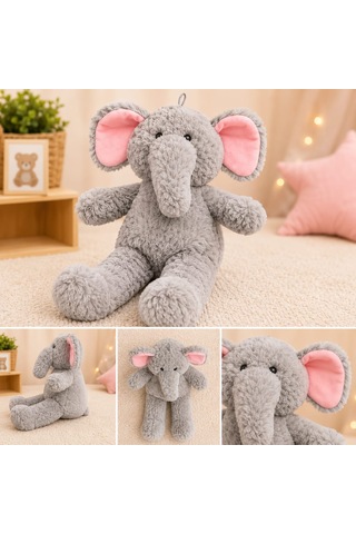 Fil Peluş 60 Cm Açık Gri