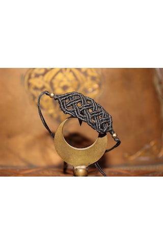 El Yapımı Mikro Makrome İkili Bileklik Mor - Siyah