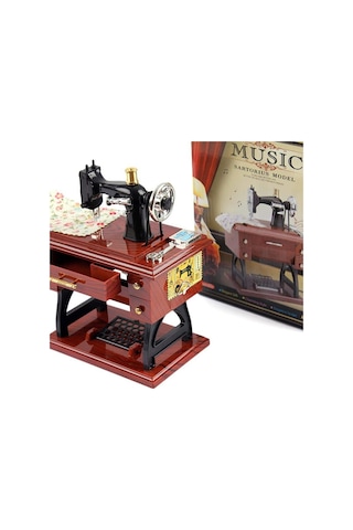 Kişiye Özel Nostaljik Tasarımlı Dikiş Makinesi Müzik Kutusu