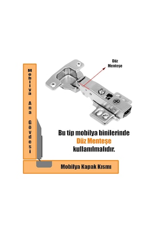 Samet Master Frenli Dolap Kapak Menteşesi Pistonlu Düz Tas Menteşe