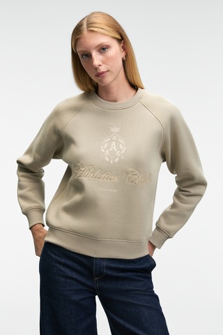 ETHIQUET MIRE AN Kadın Baskılı Yuvarlak Yaka Regular Fit Taş Rengi Sweatshirt