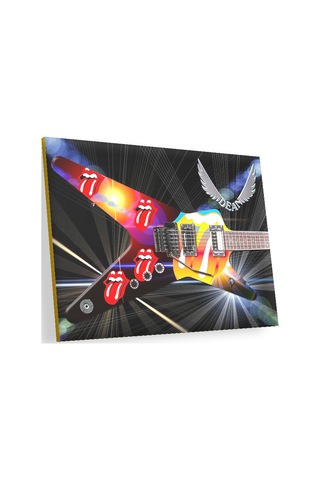Cakasepetim Elektrogitar Kırmızı Dudaklar Ve Dil Ahşap Mdf Tablo