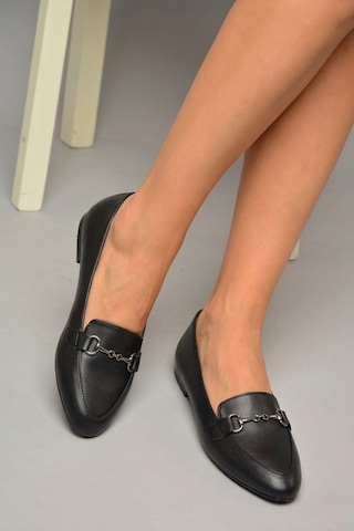 Fox Shoes Y290110009 Siyah Toka Detaylı Günlük Kadın Babet Siyah