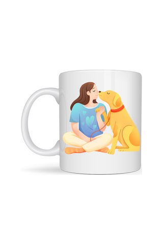 Buradabulabilirsin Kadın Ve Köpek Figürlü Sevgi Temalı Porselen Kupa Model 78 Hayvanseverlere Özel Anlamlı Tasarım Kahve Kupası Bbz Diğer