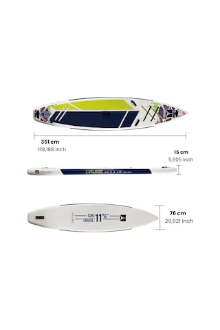 Rebuwo Pro Sup Şişme Sörf Tahtası Stand Up Paddle Board 76 351 15 Cm Yeşil Yarış Board