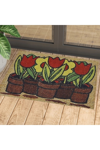 Çiçek Desenli Kauçuk İç Ve Dış Kapı Önü Paspası 45x70