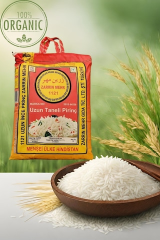Zarrin Mehr 1121 Uzun Taneli Basmati Indian Pirinç. Iran Hindistan 5kg. Şekersiz Pirinç.