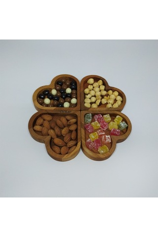 Cuori Ahşap Kalpli 4 Parça Çerezlik Kahvaltılık