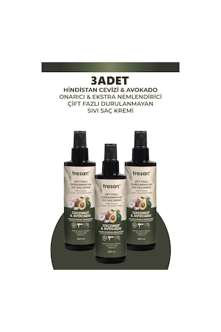 Tresan Coconut Avokado Durulanmayan Saç Kremi 250 Ml 3 Adet