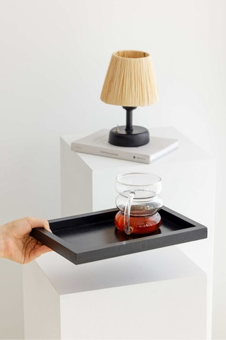 Siyah Mini Dikdörtgen Model Dekorasyon Düzenleyici Ahşap Tepsi 29x19cm