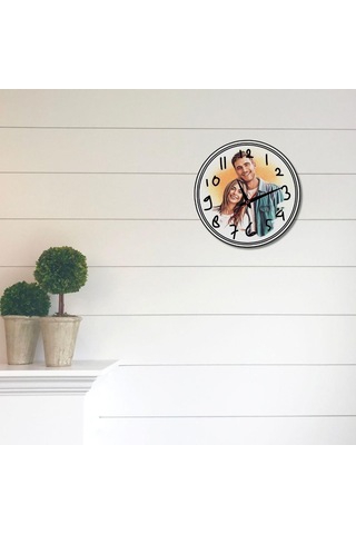 Sevgiliye Hediye Yağlı Boya Tasarımlı Cam Duvar Saati 2932-21 Çok Renkli