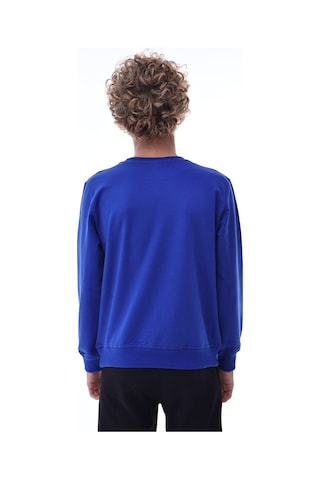 Mavi Erkek Çocuk Sweatshirt Rahat Kalıp Pamuklu İki İplik Kumaş Mavi