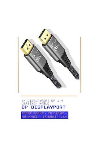Miaxtreme 8k Displayport Dp Kablo Örgülü 1.5 Metre 1.4 Versiyon Dp Kablo Gaming Sinema Yüksek Kalite Dp Kablo