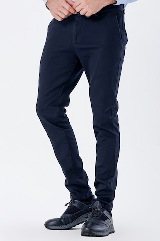 İmza Koyu Lacivert Desenli Armürlü Pamuklu Yan Cepli Slim Fit Dar Kesim Casual Pantolon 1003235120-koyu Lacivert Koyu Lacivert