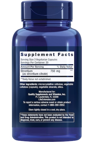 Life Extension Strontium Caps 750 Mg 90 Vegetariban Capsules Dmmedicine Usa Menşeii