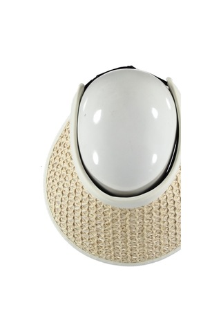 Uv Korumalı 50 Faktör Kadın Hasır Vizör Şapka Örgü Tasarım Vizör Ekru