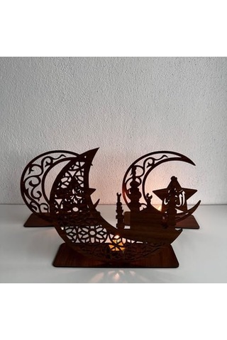 3&apos Lü Dekor Tealight Mumluk Ceviz Ramazan Ayına Özel 000 Açık Krem