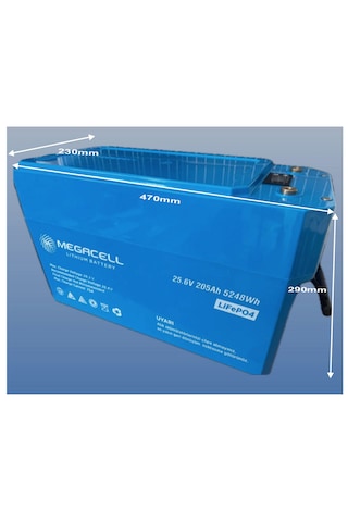 Megacell 25.6v 205ah Prizmatik Lifepo4 Lityum Akü Bluetoothlu
